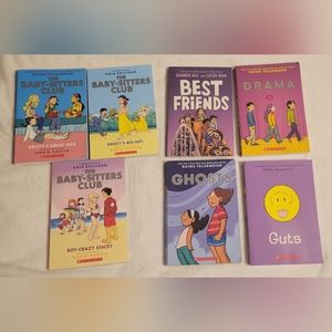 Set of 7 books, graphic novel style (Baby Sitters Club, Guts, Ghost, Drama, etc)